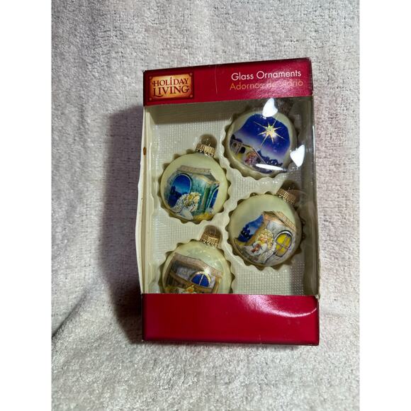 Vintage Krebs The Birth Of Christ Glass Ornaments  Set Of Four - Picture 3 of 4